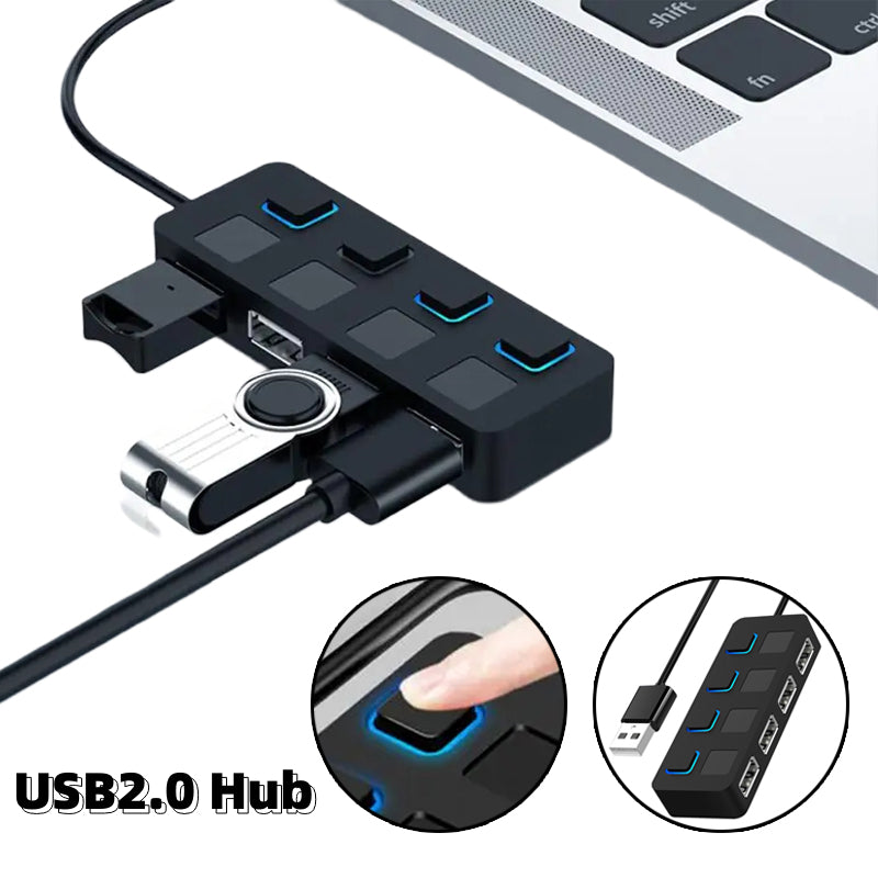 USB 2.0 HUB - Multi USB Splitter for Laptop PC with Power Adapter